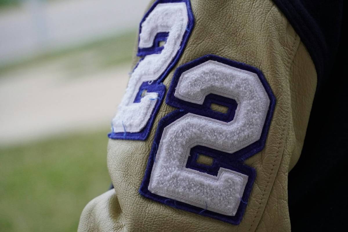 Chenille patches on a jacket