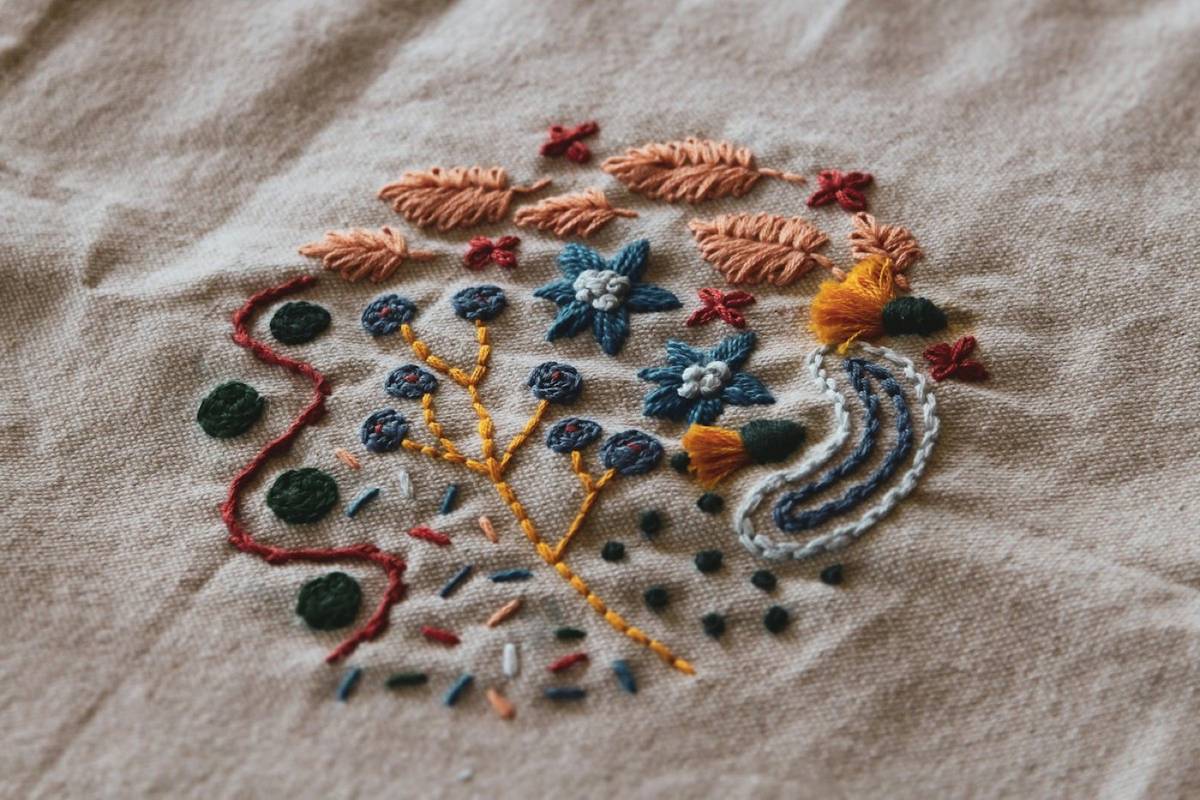 Close-up of a embroidery