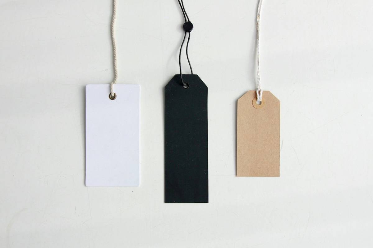 Close-up of a hang tag