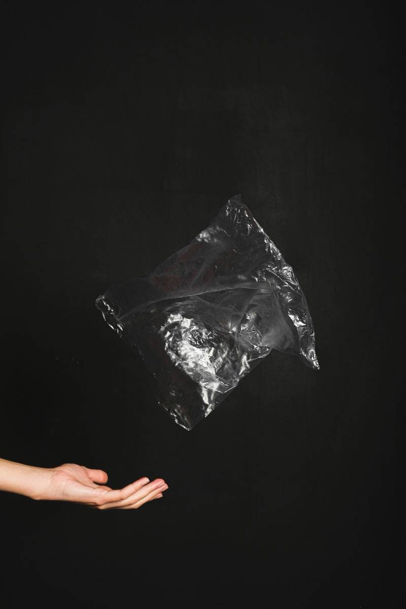 Close-up of a poly bag with barcode
