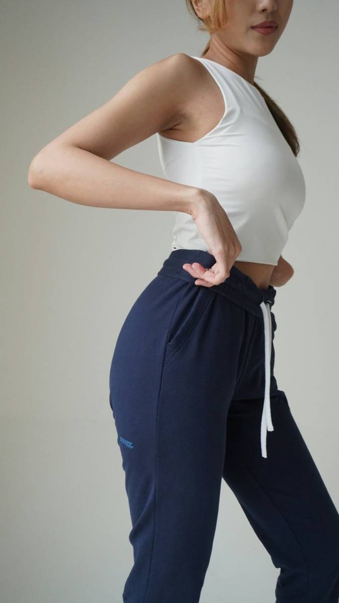Drawcord tips on sweatpants