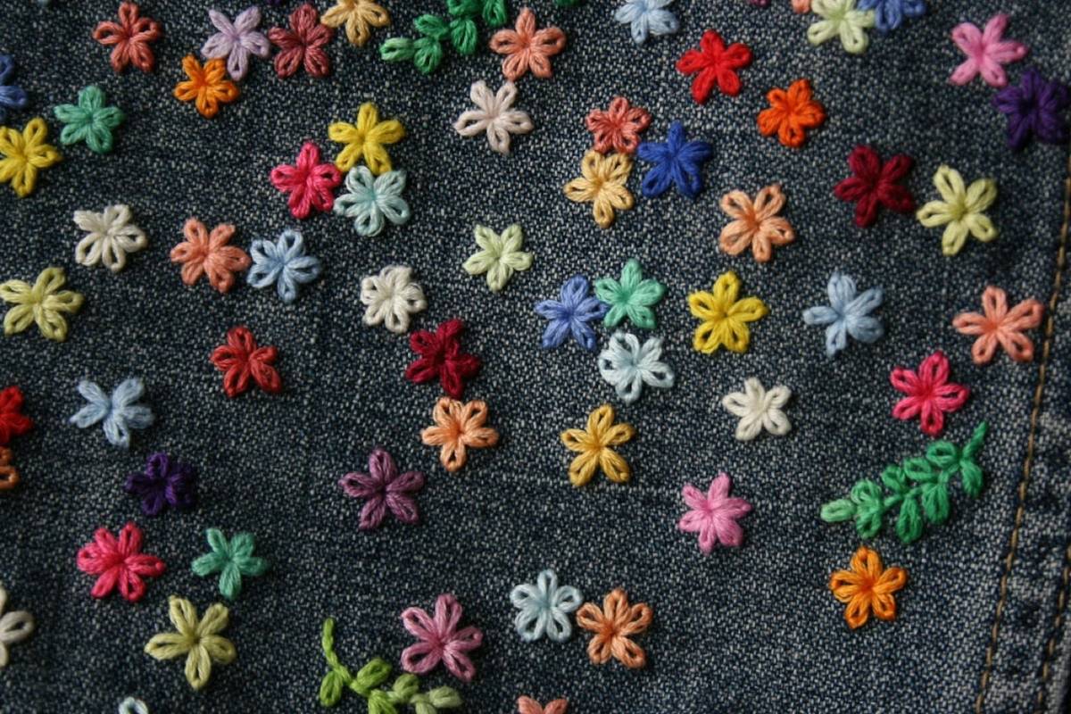 Embroidery on denim