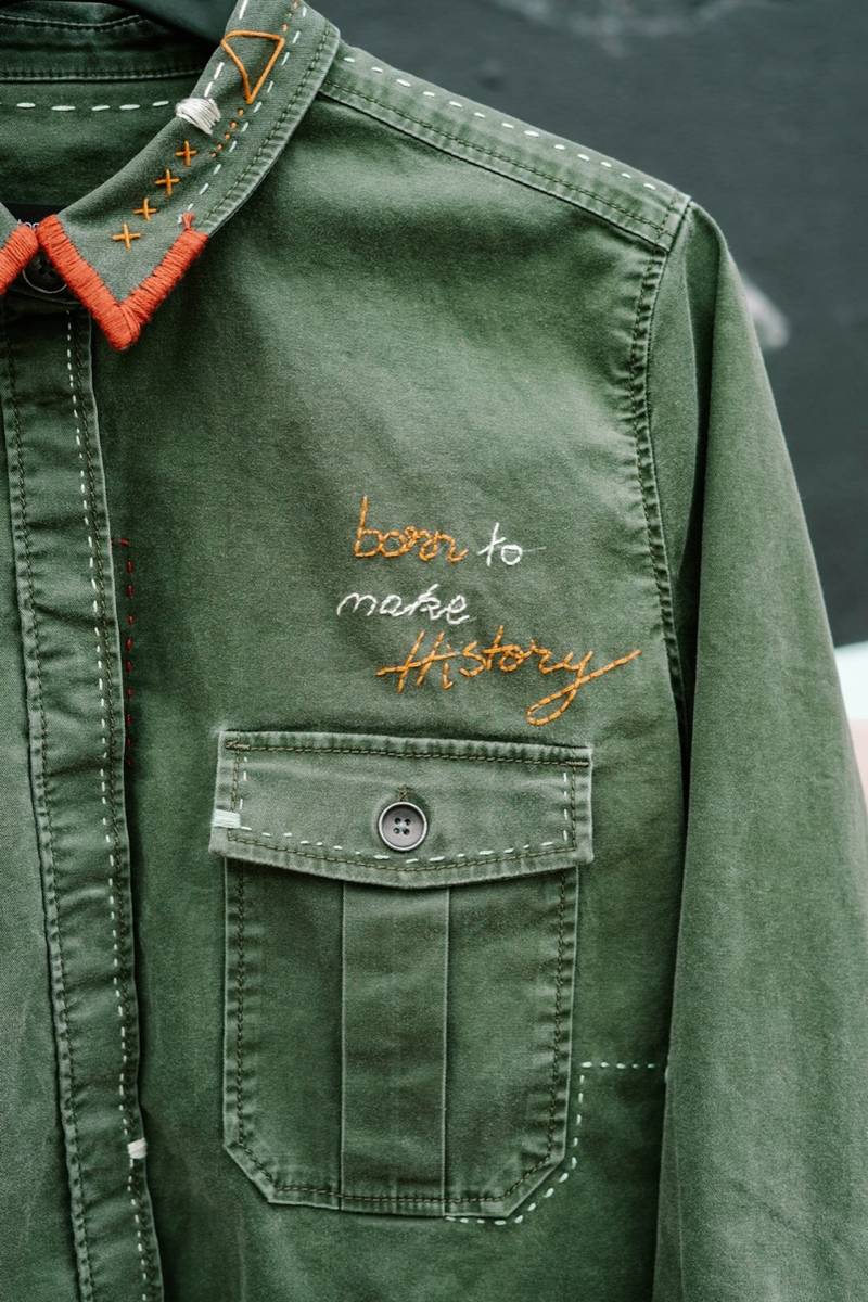 Embroidery on a jacket