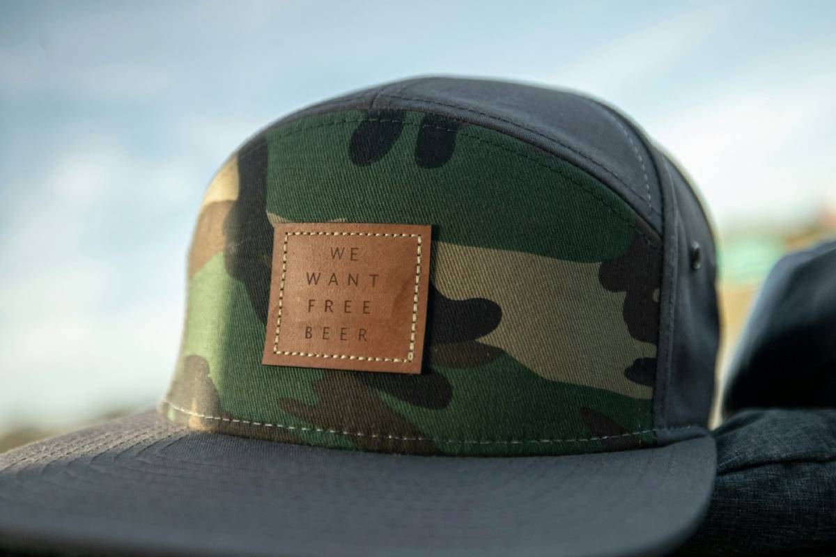 Leather patch on a cap