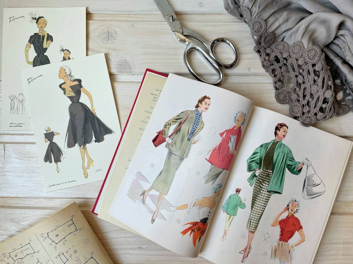 Sketchbook with fashion drawings
